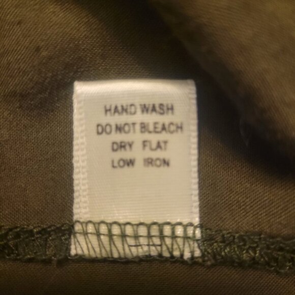 Haute Monde Lace Adorned Olive Boho Open Neck/Off Shoulder Dress - Size L - Picture 13 of 14